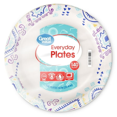 Great Value Everyday Paper Plates, 10 inch, 140 (Best Disposable Dinner Plates)