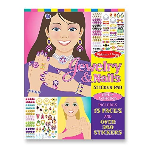 Bloc de pegatinas Melissa & Doug para joyas y uñas con pegatina 360+