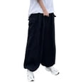 thumbnail image 2 of Mens Cargo Pants Elastic Waist Drawcord Leg Opening Trousers Casual Streetwear, 2 of 11