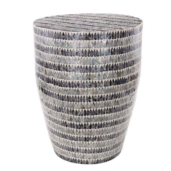 DecMode 18" x 23" Blue Capiz Shell Handmade Mosaic Inlay Accent Table, 1-Piece