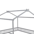 thumbnail image 6 of Bellemave Double Twin Floor Bed for 2 Kids, Wood Montessori Floor Bed Frame with Safety Guardrails, Low‑Profile House‑Shaped Design, No Box Spring Needed for Toddlers Boys and Girls Teens, Gray, 6 of 13