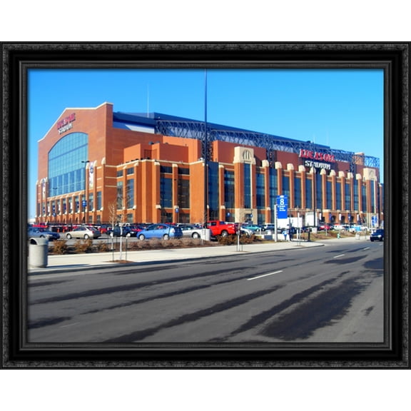Lucas Oil Stadium 36x28 Large Black Ornate Wood Framed Canvas Art - Home of the Indianapolis Colts