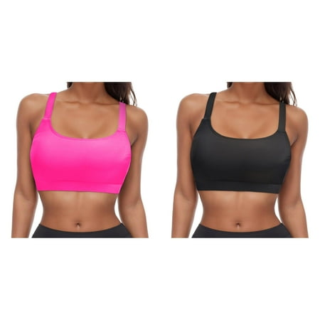 Lojoutye 2 Pack(Black 1PCS & Hot Pink 1PCS) Multipack Women Lace Up Bathing Suit Small Bust Swimwear Tops Underwire Full Coverage Bikini Top Push Up Swim Crop Top Tie Back Bathing Suit Tops
