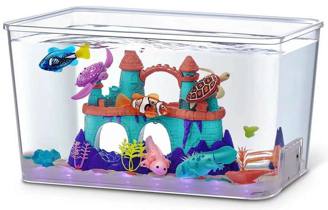 Robo Alive Light Up Aquarium Set 18-Piece Playset (Includes 2 Fish, 2 Turtles & 2 Axolotl)