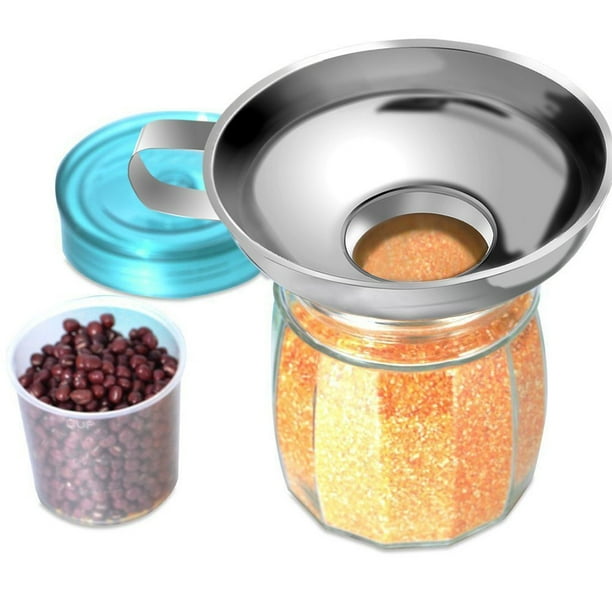 Embudo de acero inoxidable de boca ancha para conservas, utensilios de cocina, embudo con asa para mermelada