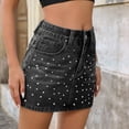 thumbnail image 5 of jjayotai Womens Denim Skirt Mini Stretch Casual Jean Skirt Zip Cute Skorts for Women with Pockets, 5 of 6