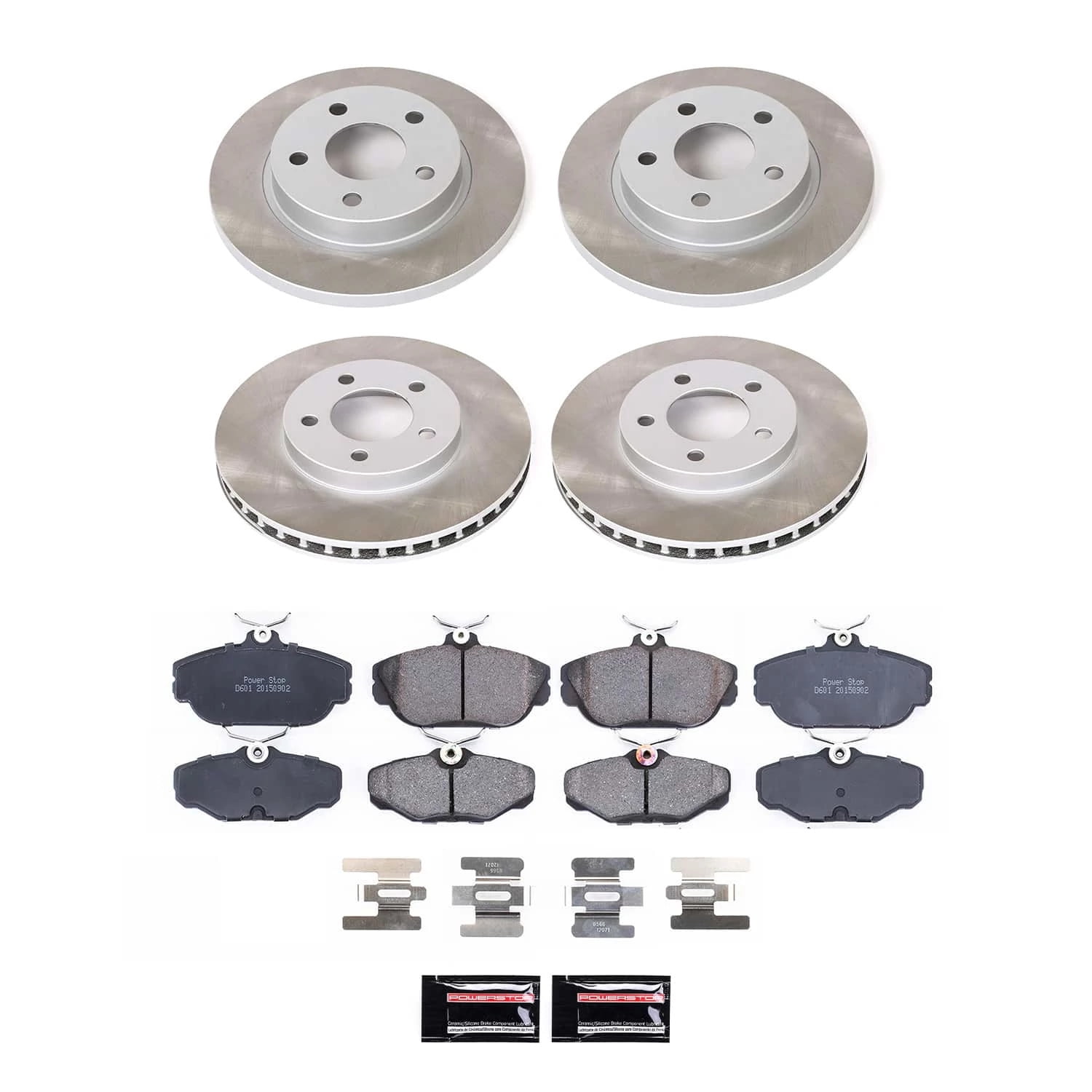 PowerStop Front and Rear Semi-Coated Rotor and Low-Dust Ceramic Brake Pad Kit SC1328