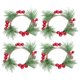 thumbnail image 4 of Anillos de Vela de Hojas de Pino Macarena 4 Piezas con Portavelas de Bayas Rojas, 4 of 6