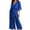 Blue, variant on Women's Floral Lace 2-Piece Outfit, V-Neck Flutter Sleeve Top & Tie Waist Wide Leg Pants Set Green XXXXL