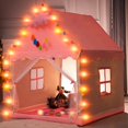 thumbnail image 3 of Playhouse Tent with Window Star Light String Foldable Detachable Kids Play Tent Breathable Princess Castle Tent Large Castle, 3 of 11