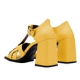 thumbnail image 4 of FSJ Women Chic Square Toe Strappy Chunky Block Heel Sandal T-Strap Caged Adjustable Ankle Buckle Daily Walking Shoes Size 8 Yellow, 4 of 4