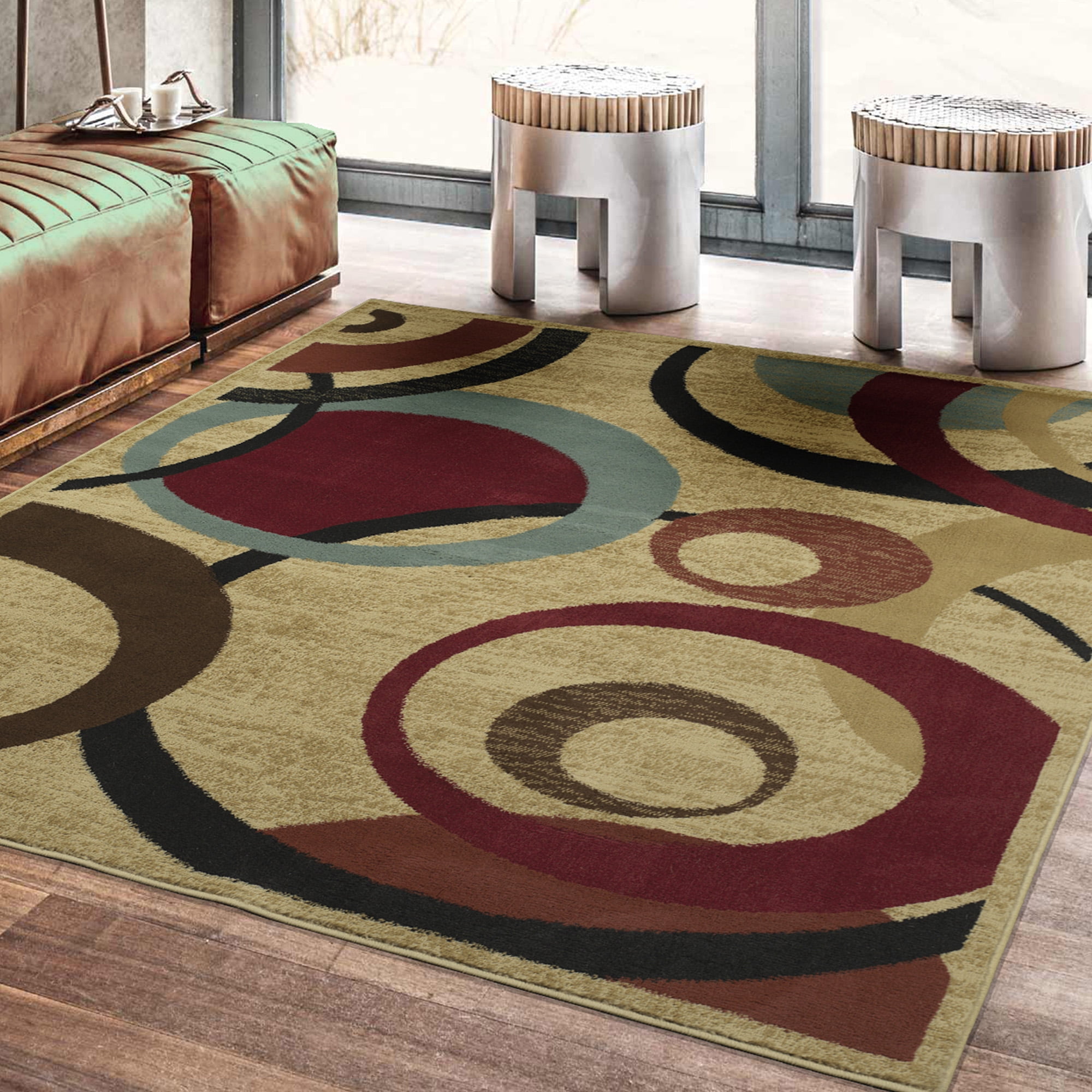 Ottomanson Royal Collection Contemporary Abstract Circle Area Rug Beige