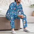 thumbnail image 7 of Naloa Watercolor Ships Men’s Pajamas Set - Long Sleeve Button Down Sleep Shirt and Pajama Bottoms Sleepwear Set-Medium, 7 of 7