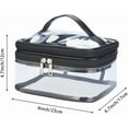 thumbnail image 3 of Double Layer Clear Cosmetic Bag Makeup Bag, Waterproof Travel Toiletry Bag, Transparent PVC Hair & Nail Accessories Pouch Beach Bag Organizer (Black), 3 of 8