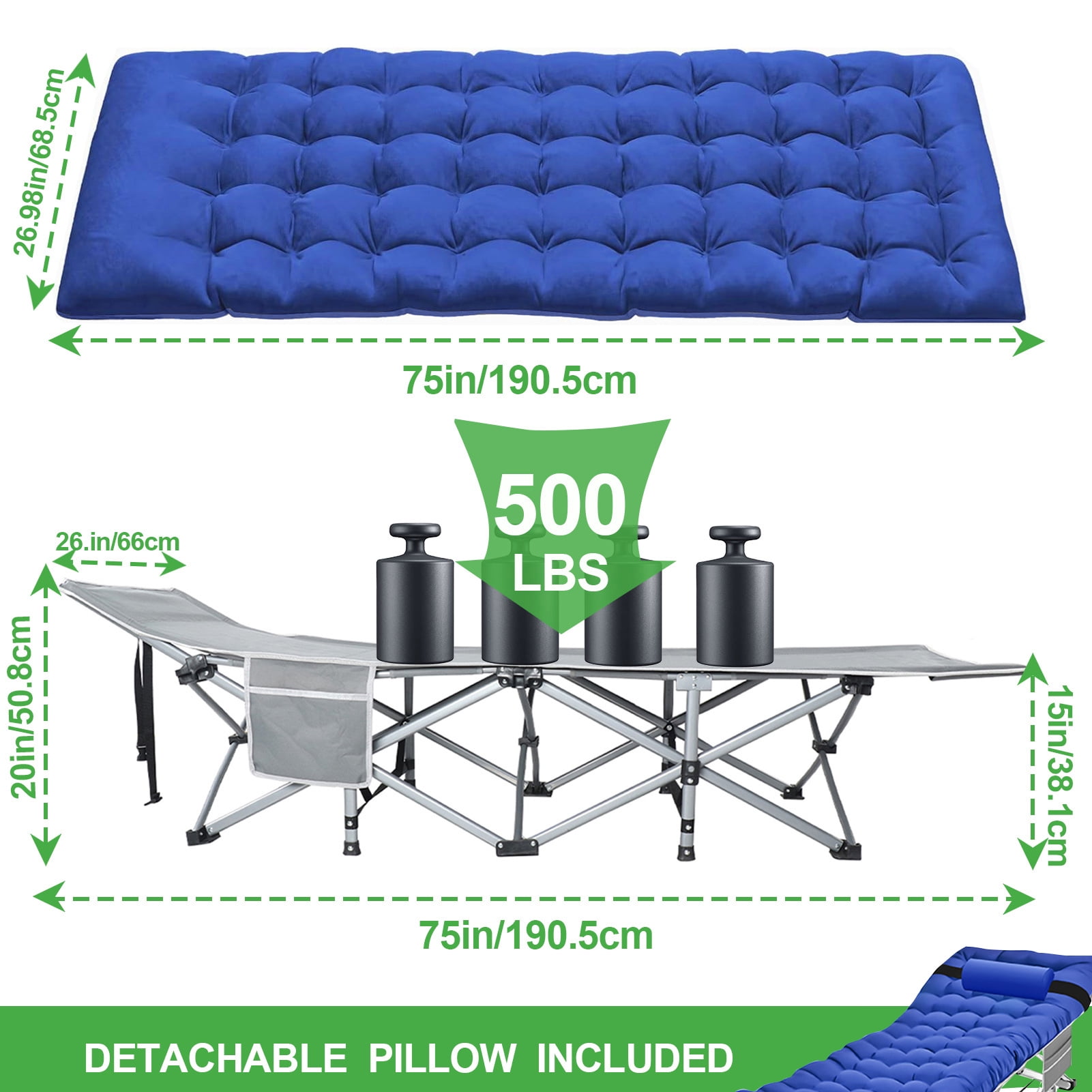 Camkey Foldable Camping Cot with Mattress
