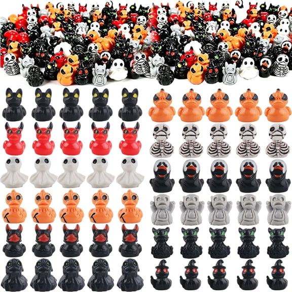 60PC Halloween Mini Resin Ducks, Miniature Resin Duck Figures Novelty Halloween Party Favors Gift Decoration