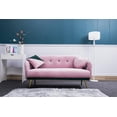 thumbnail image 2 of Velvet Loveseats Sofa with 2 Pillows, 58" Sofa Couch with Metal Legs and Side Storage Pockets, Comfortable Upholstered Living Room Sofa for Small Spaces, Bedroom and Office, Light Pink, 2 of 7