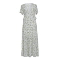 thumbnail image 2 of SAYOO Vestido Bohemio de Verano para Mujer, Falda Suelta de Manga Corta con Cuello en V Profundo Floral Completo con Hendidura en el Dobladillo para niñas, 3 Colores SAYOO  Moda, 2 of 9