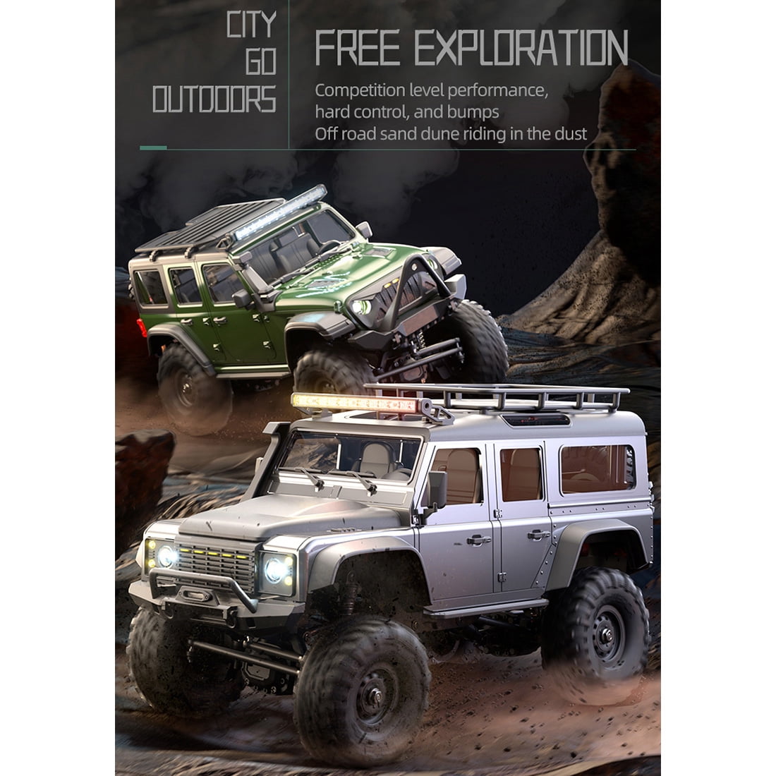 All-Terrain RC Rock Crawler Car, 1/16 Scale 2.4G Full-Proportional 4WD RC Climbing Car with LED Lights, Long Playtime, Collectible Gift for Adults (RTR Version)