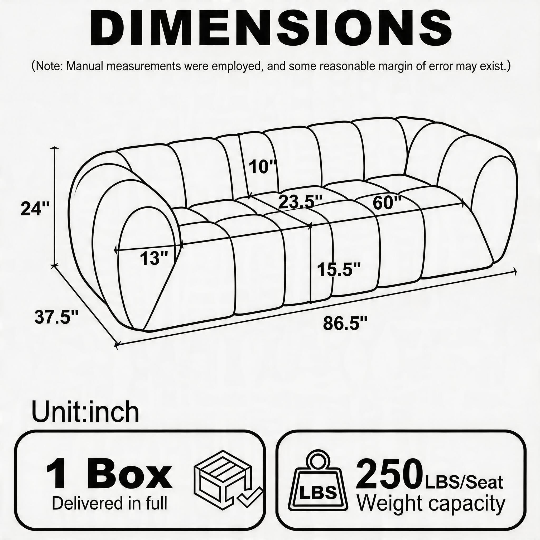 Sailvan 3-Seater Modern Quilted Cloud Sofa, Deep Seat Chenille Pure Foam Couch for Living Room Green