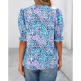 thumbnail image 4 of BTFBM Summer Blouses for Women Dressy Casual Fashion Spring Tops Floral Boho V Neck Puff Short Sleeve Top Shirts, 4 of 7