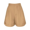 thumbnail image 6 of Aihuaihua Womens Shorts Dressy High Waisted Wide Leg Tailored Shorts Pleated Business Casual Work Trouser Shorts Khaki L, 6 of 7