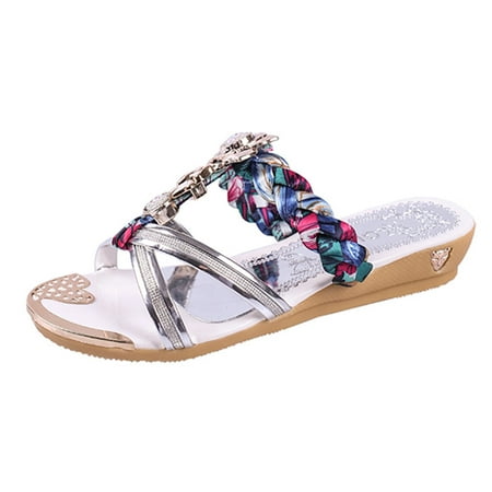 

ãYilirongyummã Silver 38 Slippers For Women Fashion Casual Wedge Outdoor Slipper Ladies Slides Shoes Sandals