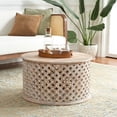 thumbnail image 2 of SAFAVIEH Kyrith Rustic Round Coffee Table, Burnt White, 2 of 8