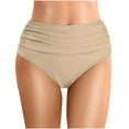 thumbnail image 2 of MNCEKFOD Women's Tummy Control Swim Bottoms Summer Beach High Waist Pleated Swim Trunks Double Layered Triangle Swimsuit Bathing Suit Bottoms Khaki XL, 2 of 6