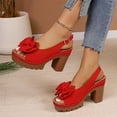 thumbnail image 5 of BADHUB Womens Open Toe High Block Heels Sandals with Bow Chunky Heeled Sandals Dressy Casual Comfortable Slingback Dress Shoes Black 38, 5 of 6