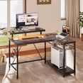 thumbnail image 5 of RSPGAME 42" Reversible L-Shaped Gaming Desk with Power Outlets, LED Lights, Monitor Stand & Headset Hooks for Small Spaces, Bedrooms & Home Offices, Black Marble, 5 of 10