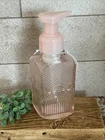 Bath & Body Works Pink Floral Foaming Soap Dispenser Glass New in Box