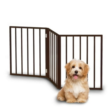 Foldable Pet Gate - 24-inch Lightweight & Easy to Install Premium Pine Wood Free-Standing Step-Over Gate for Small Pets