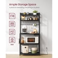 thumbnail image 3 of VASAGLE Bakers Rack with Power Outlet, Microwave Stand, Kitchen Tall Utility Storage Shelf, with Metal Wire Panel, 14 Hooks, 40 x 80 x 170 cm, Charcoal Gray and Ink Black, 3 of 6