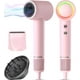 thumbnail image 1 of Secador de pelo profesional de alta velocidad de 160.000 RPM, 500 millones de iones negativos, secado rápido, silencioso, termorregulador, de viaje, con difusor y boquilla magnéticos, color rosa., 1 of 5