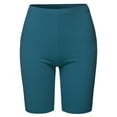 thumbnail image 2 of A2Y Women's Basic Solid Premium Cotton Mid Thigh High Rise Biker Bermuda Shorts Teal 4XL, 2 of 5