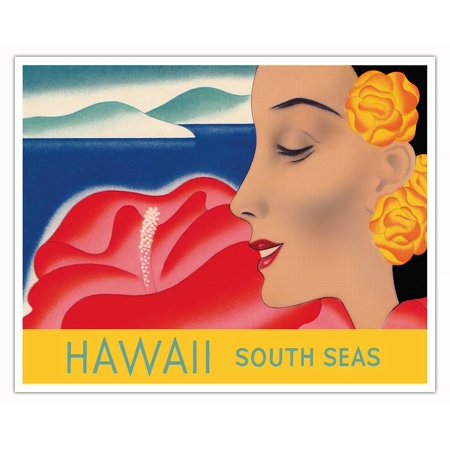 Hawaii and South Seas - Vintage Hawaiian Travel Poster by Frank Macintosh c.1950s - Fine Art Matte Paper Print (Unframed) 16x20in