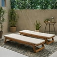 thumbnail image 3 of Noble House Maki Outdoor Acacia Wood Chaise Lounge in Teak and Cream (Set of 2), 3 of 12