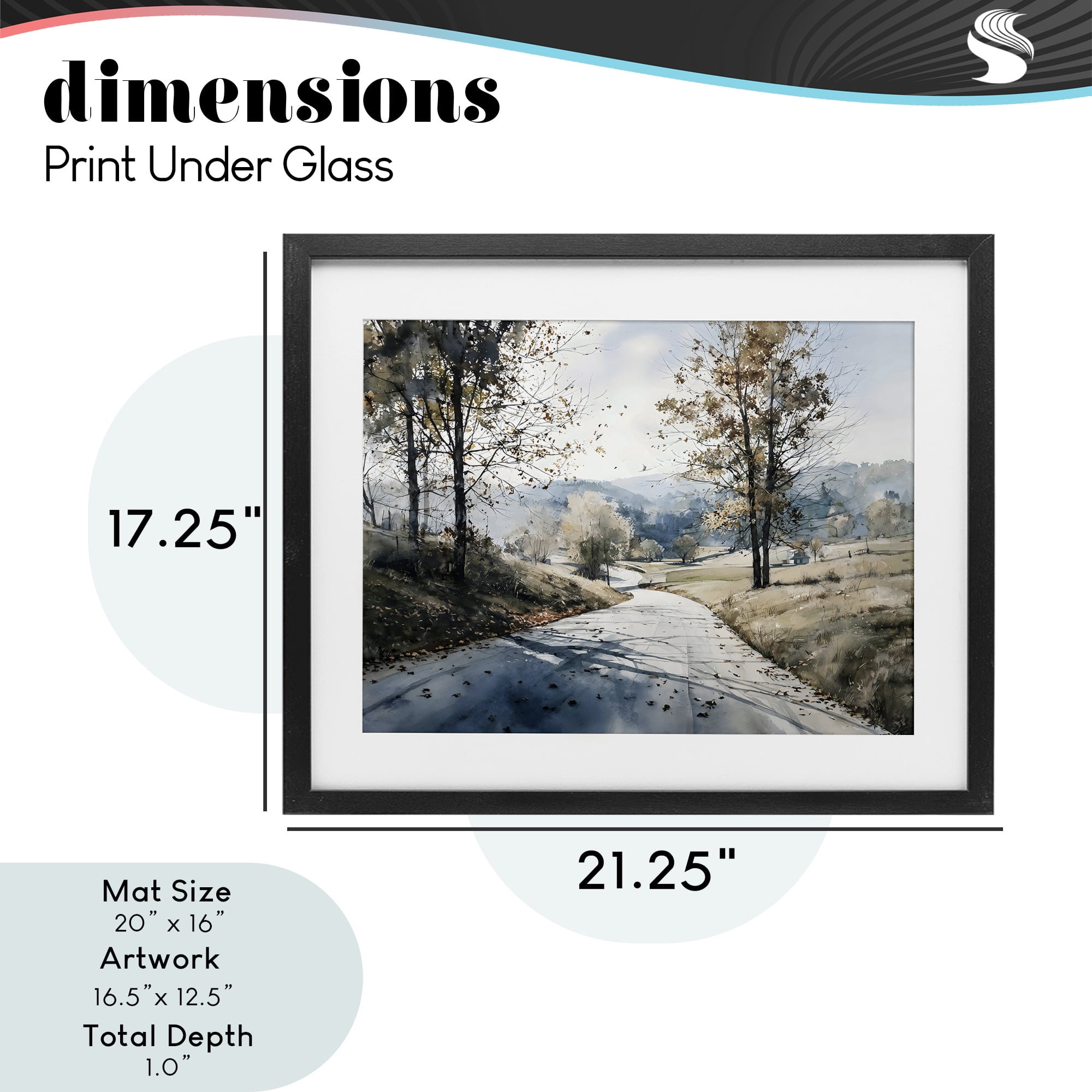 Stupell Industries Country Road in Autumn Black Framed Print Under Glass, design by Franklyn Gregory