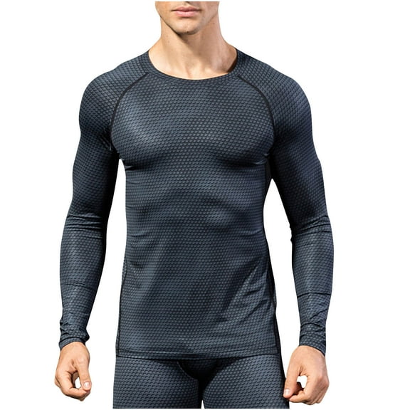 YUGYXL Mens Casual Slim Fit Long Sleeve T-Shirts Soft Lightweight Crew Neck Lightweight Breathable Muscle Bodybuilding Tops Black M