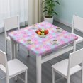 thumbnail image 3 of Pink Butterfly Pattern Square Fitted Tablecloth with Elastic Edge,Square Table Cover,Washable Elastic Table Cover for Home Kitchen Party Decor 36"x36", 3 of 6