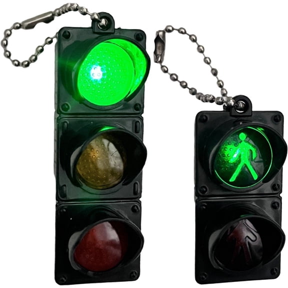 Jiibva 2Pcs Keychains Luminous Traffic Light Key Rings Cute Key Chain Funny Keychains Car Key Pendant Accessories for Wallet Backpack Bag Charm