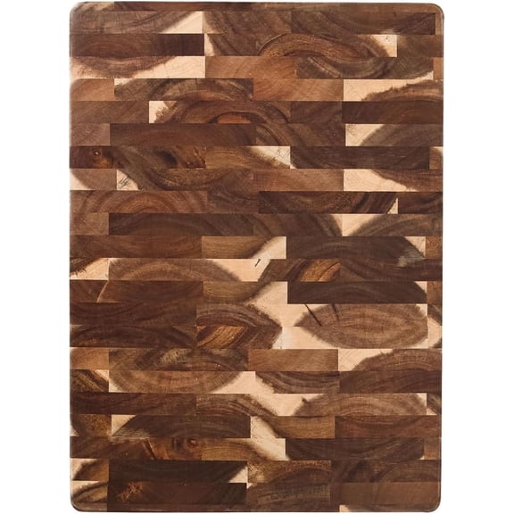 Dexas Acacia End Grain Reversible Butcher Block Cutting Board – 11.8" x 16.14" | Heavy-Duty Wood Chopping Board with Recessed Finger Grips