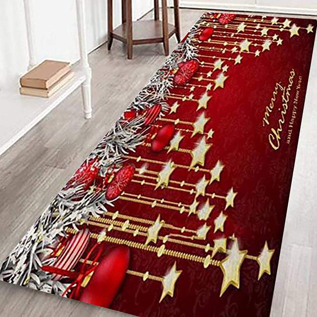 Alfombras navideñas Feliz Navidad Felpudo de bienvenida Interior Alfombras para el hogar Decoración Feliz Navidad Decoración navideña Adornos Decoración para fiestas Regalos (D 40x120CM)