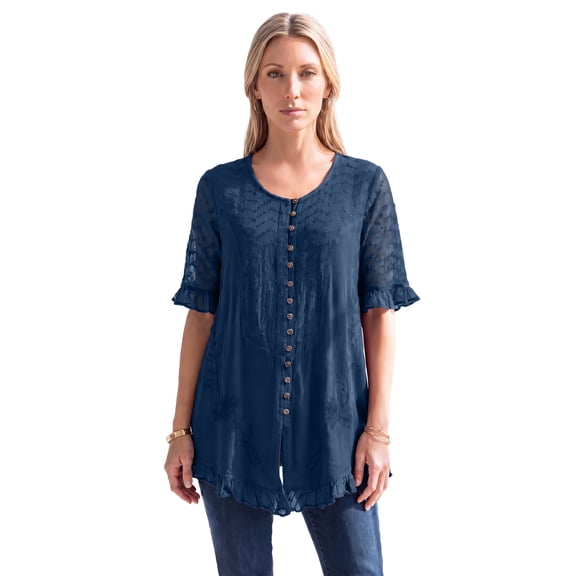 Roaman's Women's Plus Size Acid Wash Tunic