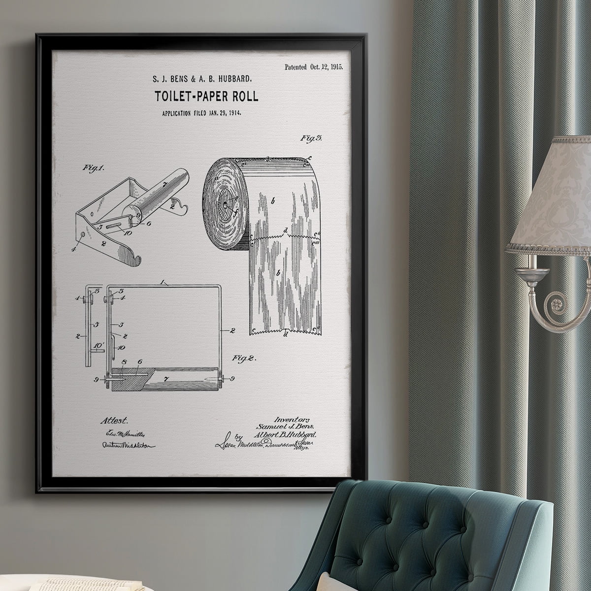 Toilet Paper Patent I Premium Classic Framed Print - Ready to Hang