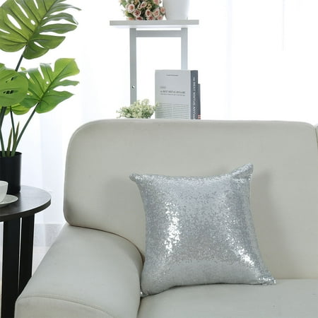 Home Plastic Sequin Decor Zipper Closure Chair Cushion Cover