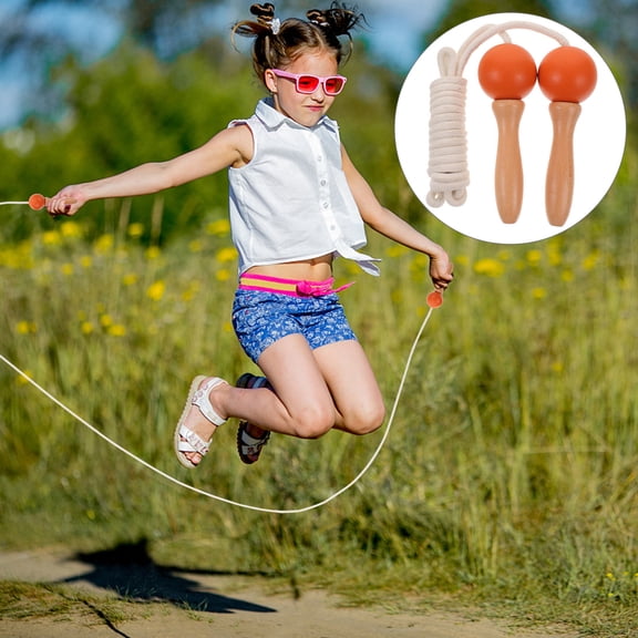 LULULION Fitness Skipping Rope Round Handle Orange Cotton Rope 1Pcs