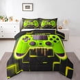 thumbnail image 1 of Yellow Gaming Kids Queen Comforter Set - Gamer Comforter Boys Queen Size Bedding Set, Neon Lights Abstract Geometry Design Gamer Room Decor, 1 of 5
