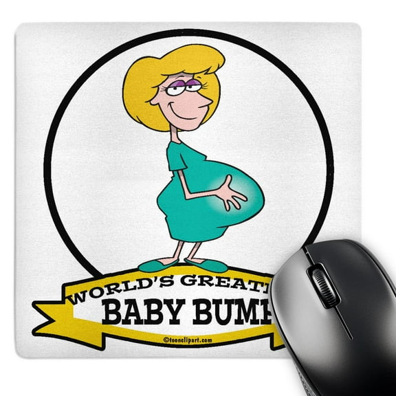 3dRose, Funny Worlds Greatest Baby Bump Women Pregnancy Humor Cartoon, MousePad
